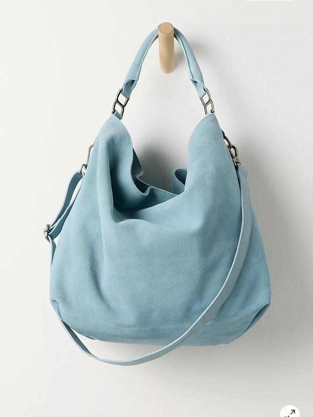 Free People Powder Blue Suede Hobo Bag - Picture 1 of 6